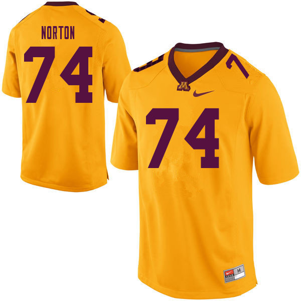 Men #74 Grant Norton Minnesota Golden Gophers College Football Jerseys Sale-Yellow - Click Image to Close